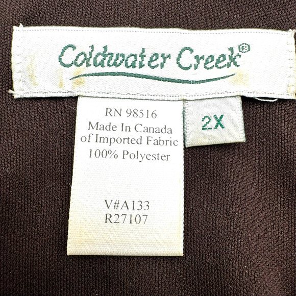 COLDWATER CREEK Women's 2X Aqua Blue Brown Crochet Lined Pullover Boho Tunic Top - Picture 4 of 8